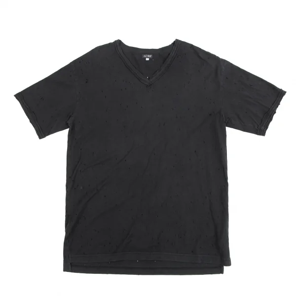 アルマーニジーンズARMANI JEANS ダメージデザインバックプリントTシャツ 黒XXL K-127226_001