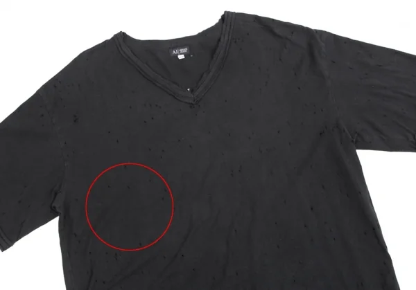 アルマーニジーンズARMANI JEANS ダメージデザインバックプリントTシャツ 黒XXL K-127226_002