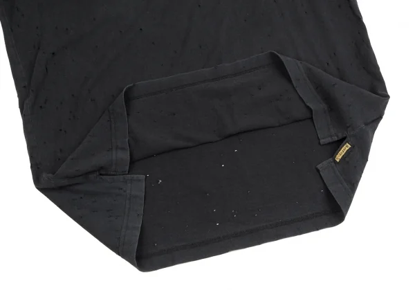 アルマーニジーンズARMANI JEANS ダメージデザインバックプリントTシャツ 黒XXL K-127226_006