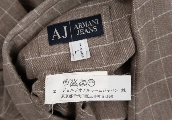 アルマーニジーンズARMANI JEANS グラフチェック長袖シャツ モカL K-127227_016