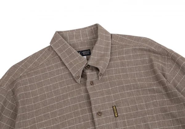 アルマーニジーンズARMANI JEANS グラフチェック長袖シャツ モカL K-127227_003