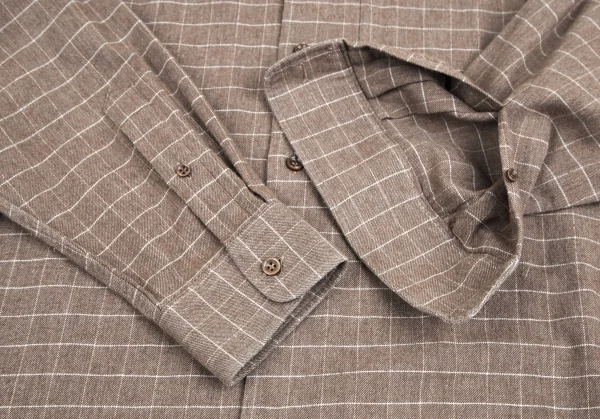 アルマーニジーンズARMANI JEANS グラフチェック長袖シャツ モカL K-127227_007