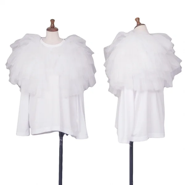 COMME des GARCONS Mesh Frill Docking T Shirt White S K-127239_001