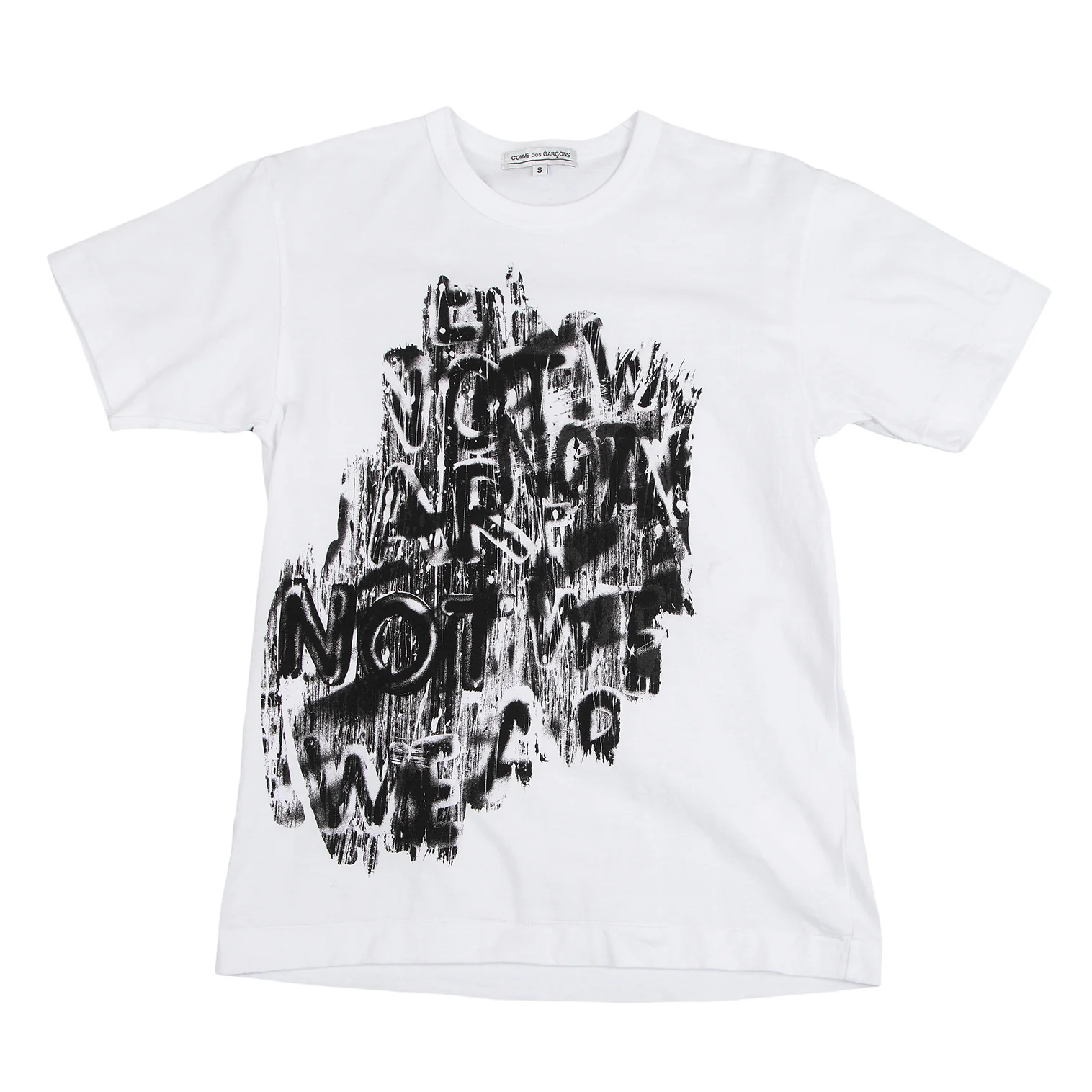 COMME des GARCONS Cotton Lettering Printed T Shirt White S