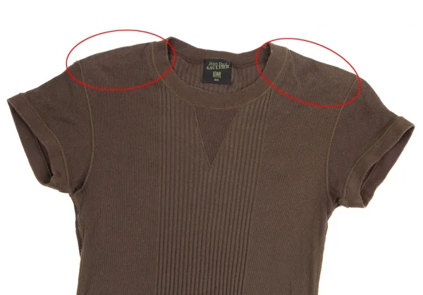 ジャンポールゴルチエ オムJean Paul GAULTIER HOMME フレンチスリーブリブ切替トップス 茶MA K-127266_002