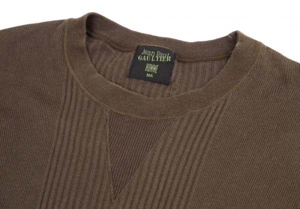 ジャンポールゴルチエ オムJean Paul GAULTIER HOMME フレンチスリーブリブ切替トップス 茶MA K-127266_005