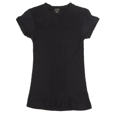 ジャンポールゴルチエ オムJean Paul GAULTIER HOMME フレンチスリーブリブ切替Vネックトップス 黒