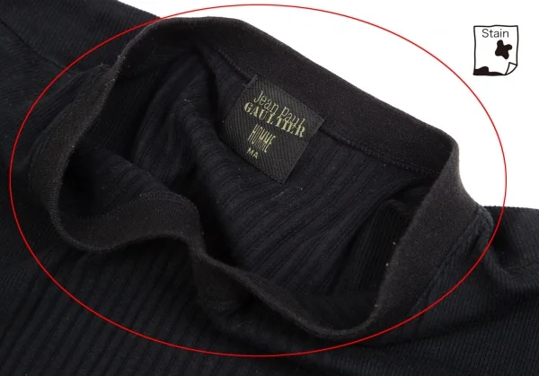 ジャンポールゴルチエ オムJean Paul GAULTIER HOMME フレンチスリーブリブ切替Vネックトップス 黒MA K-127267_004