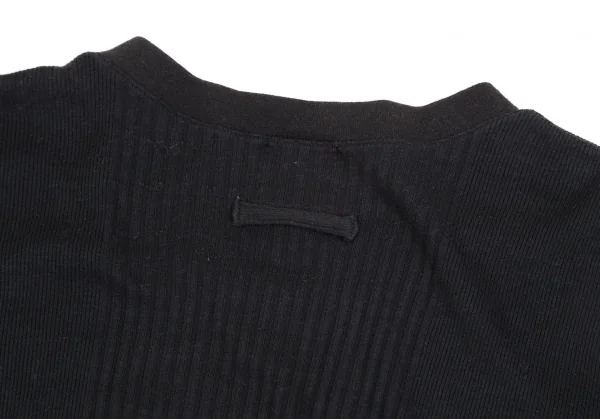 ジャンポールゴルチエ オムJean Paul GAULTIER HOMME フレンチスリーブリブ切替Vネックトップス 黒MA K-127267_009
