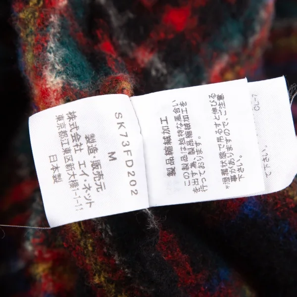 スナオクワハラsunaokuwahara ウール縮絨ウッドボタンタータンチェック半袖シャツ 黒赤他M K-127296_013