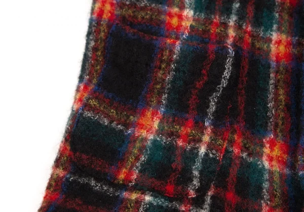 スナオクワハラsunaokuwahara ウール縮絨ウッドボタンタータンチェック半袖シャツ 黒赤他M K-127296_008