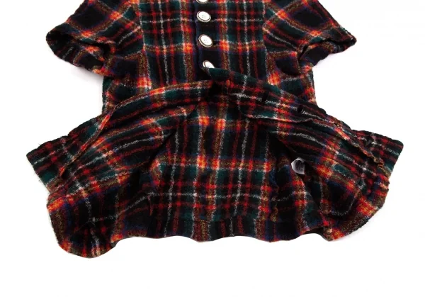 スナオクワハラsunaokuwahara ウール縮絨ウッドボタンタータンチェック半袖シャツ 黒赤他M K-127296_009