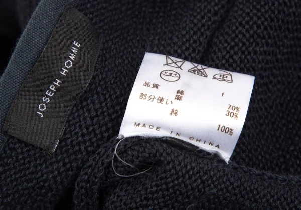 ジョセフ オムJOSEPH HOMME コットンリネンヘンリーネックカットソー 黒50 K-127302_018