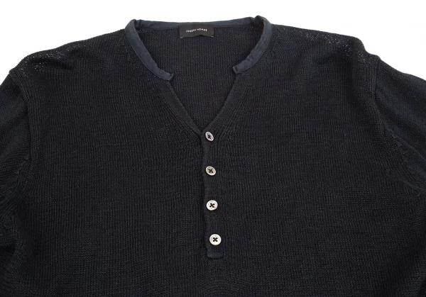 ジョセフ オムJOSEPH HOMME コットンリネンヘンリーネックカットソー 黒50 K-127302_002