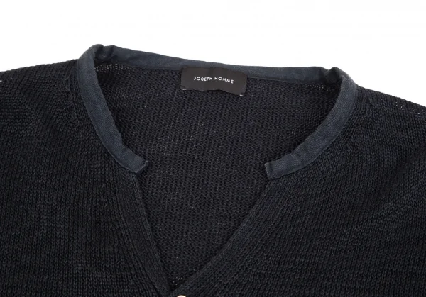 ジョセフ オムJOSEPH HOMME コットンリネンヘンリーネックカットソー 黒50 K-127302_003