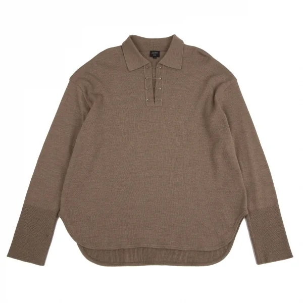 ジャンポールゴルチエ オムJean Paul GAULTIER HOMME セーフティーピンボタンデザインスキッパーニット ブラウン48 K-127326_001