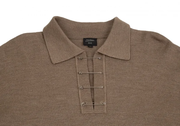 ジャンポールゴルチエ オムJean Paul GAULTIER HOMME セーフティーピンボタンデザインスキッパーニット ブラウン48 K-127326_002