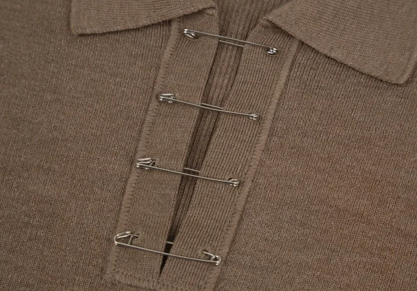 ジャンポールゴルチエ オムJean Paul GAULTIER HOMME セーフティーピンボタンデザインスキッパーニット ブラウン48 K-127326_003