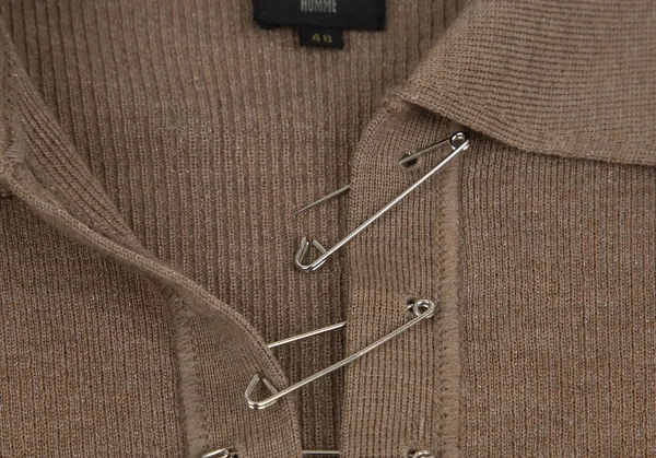 ジャンポールゴルチエ オムJean Paul GAULTIER HOMME セーフティーピンボタンデザインスキッパーニット ブラウン48 K-127326_004