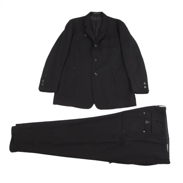 ヨウジヤマモト プールオムYohji Yamamoto POUR HOMME ウールパッチポケットスナップボタンセットアップスーツ 黒3 K-127338_001
