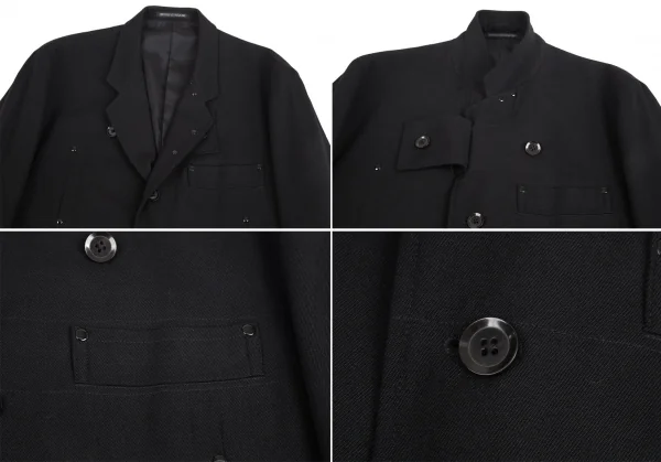 ヨウジヤマモト プールオムYohji Yamamoto POUR HOMME ウールパッチポケットスナップボタンセットアップスーツ 黒3 K-127338_003