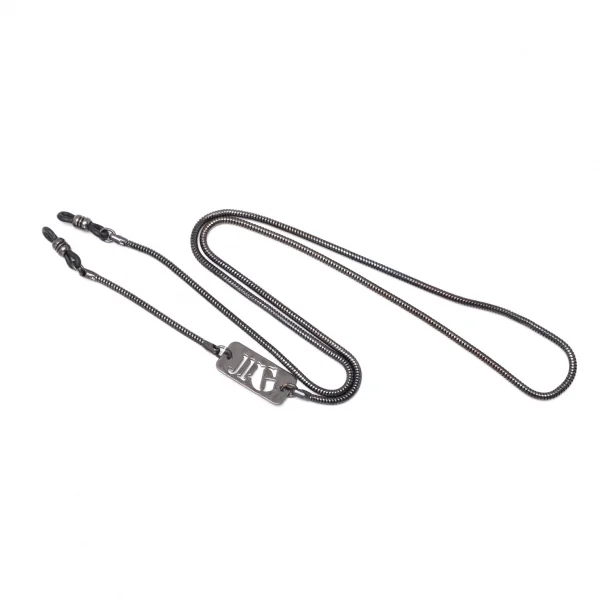 ジャンポールゴルチエJean Paul GAULTIER ロゴドッグタグデザインメガネチェーン シルバー 黒 K-127367_001