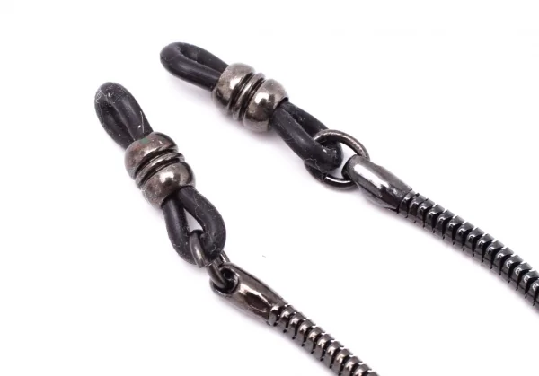 ジャンポールゴルチエJean Paul GAULTIER ロゴドッグタグデザインメガネチェーン シルバー 黒 K-127367_002