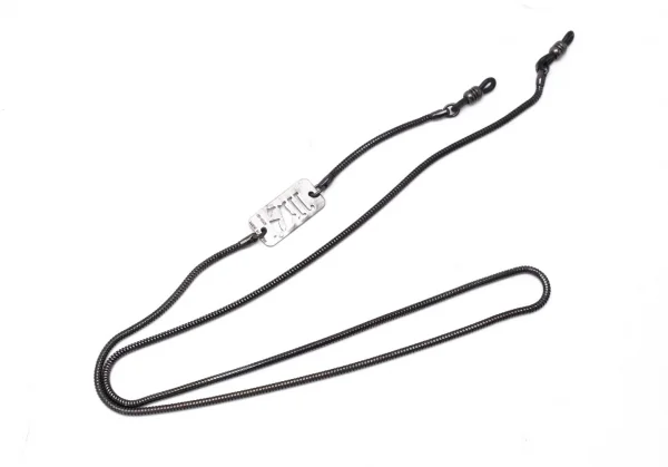 ジャンポールゴルチエJean Paul GAULTIER ロゴドッグタグデザインメガネチェーン シルバー 黒 K-127367_004