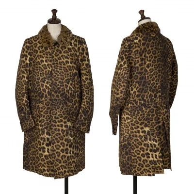 UNDERCOVER Leopard Printed Fur Collar Cotton Coat
