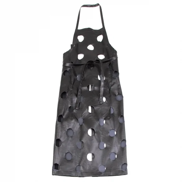 ブラックコムデギャルソンBLACK COMME des GARCONS フェイクレザーパンチホールデザインエプロン 黒S K-127391_002
