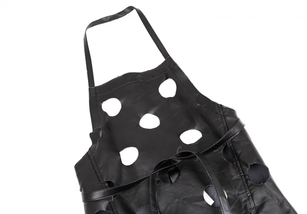 ブラックコムデギャルソンBLACK COMME des GARCONS フェイクレザーパンチホールデザインエプロン 黒S K-127391_003