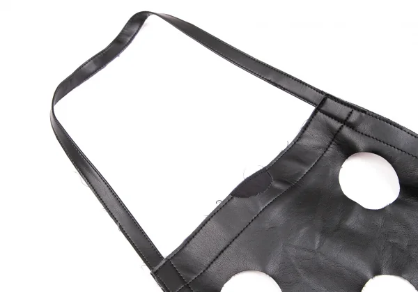 ブラックコムデギャルソンBLACK COMME des GARCONS フェイクレザーパンチホールデザインエプロン 黒S K-127391_004