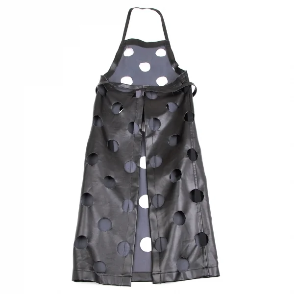 ブラックコムデギャルソンBLACK COMME des GARCONS フェイクレザーパンチホールデザインエプロン 黒S K-127391_007