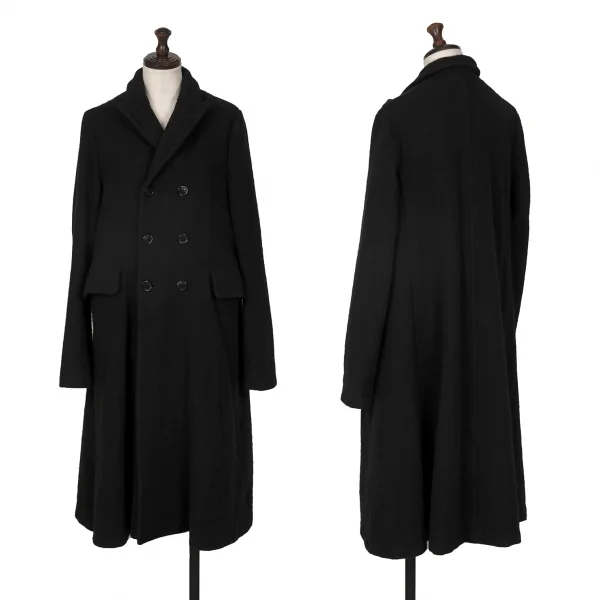 コムコム コムデギャルソンCOMME des GARCONS ウールダブルボタンロングコート 黒S K-127394_001