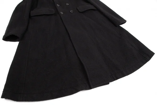 コムコム コムデギャルソンCOMME des GARCONS ウールダブルボタンロングコート 黒S K-127394_011