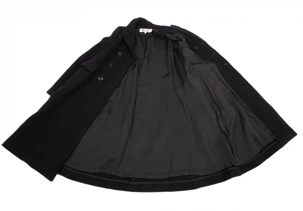 コムコム コムデギャルソンCOMME des GARCONS ウールダブルボタンロングコート 黒S K-127394_013
