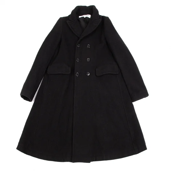 コムコム コムデギャルソンCOMME des GARCONS ウールダブルボタンロングコート 黒S K-127394_002