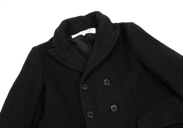 コムコム コムデギャルソンCOMME des GARCONS ウールダブルボタンロングコート 黒S K-127394_003