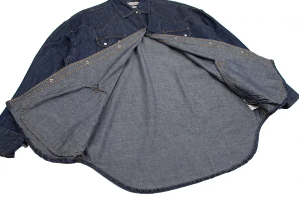 REMI RELIEF Cotton Fringe Long Sleeve Denim Shirt K-127406_010