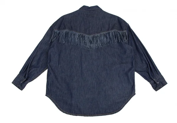 REMI RELIEF Cotton Fringe Long Sleeve Denim Shirt K-127406_011