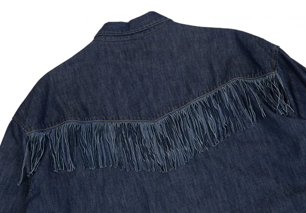 REMI RELIEF Cotton Fringe Long Sleeve Denim Shirt K-127406_012