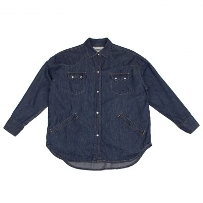 REMI RELIEF Cotton Fringe Long Sleeve Denim Shirt