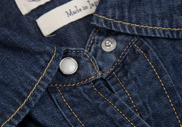 REMI RELIEF Cotton Fringe Long Sleeve Denim Shirt K-127406_004