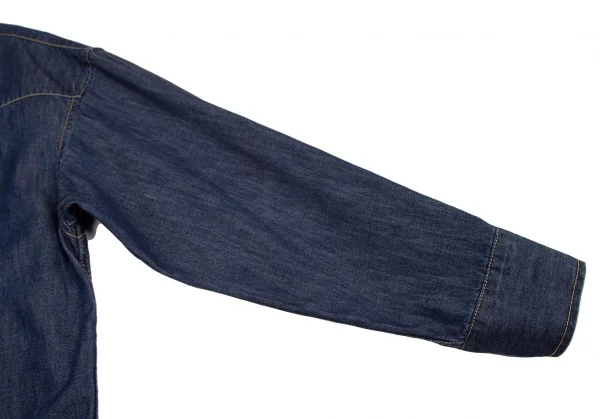 REMI RELIEF Cotton Fringe Long Sleeve Denim Shirt K-127406_006