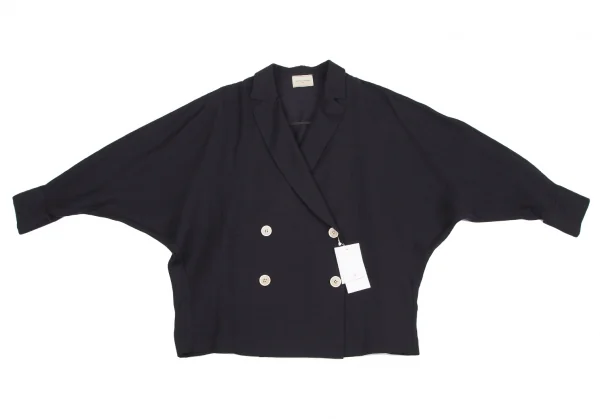 ユナイテッドアローズUNITED ARROWS トリアセテートレーヨンドルマンスリーブダブルジャケット 紺38 K-127407_002