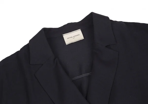 ユナイテッドアローズUNITED ARROWS トリアセテートレーヨンドルマンスリーブダブルジャケット 紺38 K-127407_004