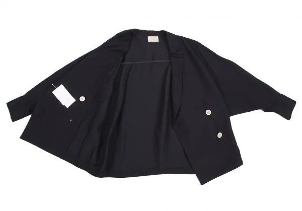 ユナイテッドアローズUNITED ARROWS トリアセテートレーヨンドルマンスリーブダブルジャケット 紺38 K-127407_009