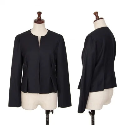 YOKO CHAN Wool Gabardine Collarless Jacket