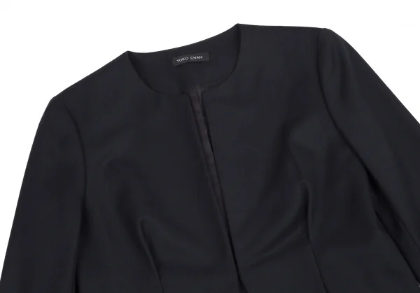 ヨーコチャンYOKO CHAN ウールギャバノーカラージャケット 紺38 K-127410_003