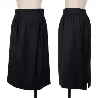 YOKO CHAN Wool Gabardine Tuck Skirt